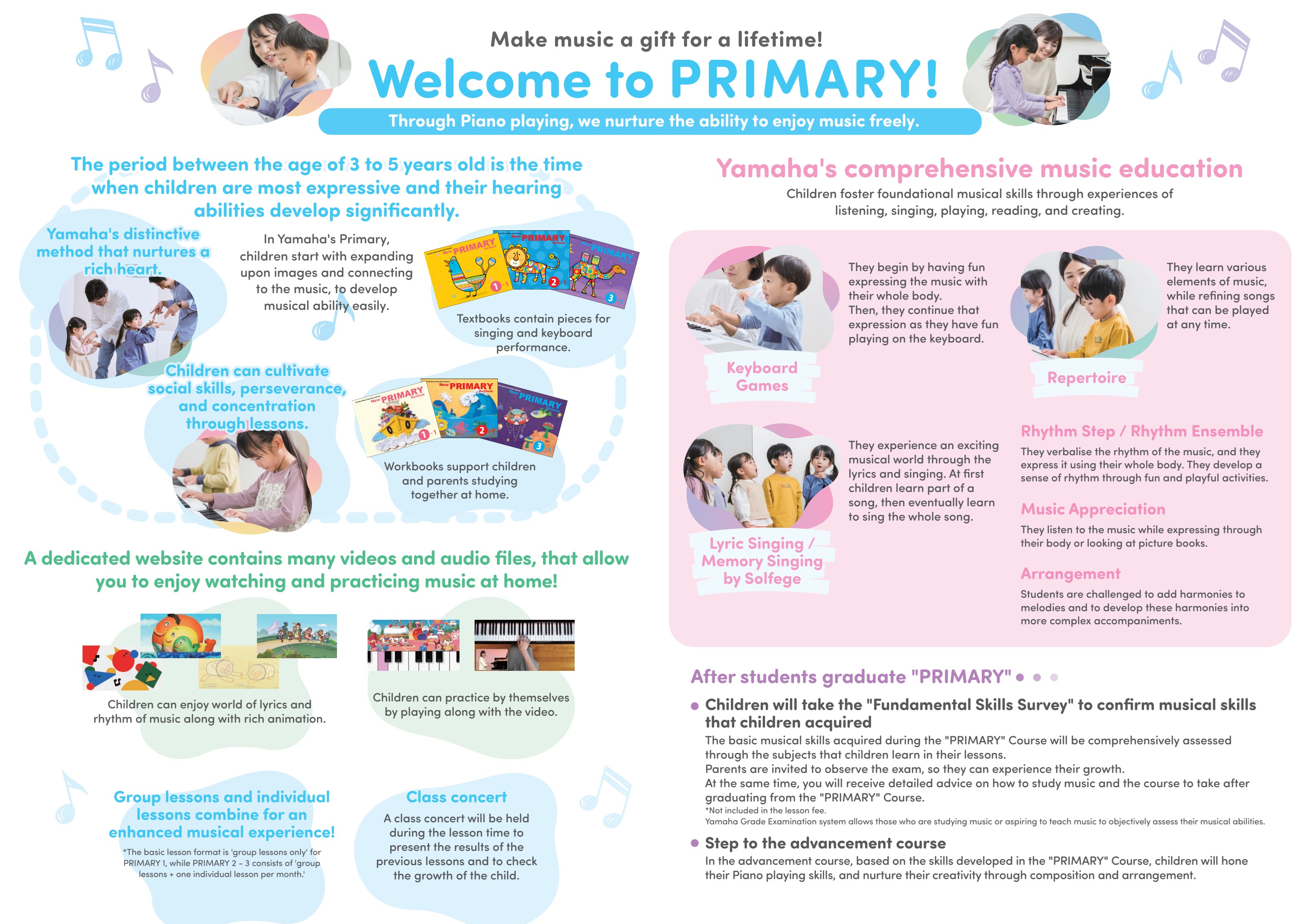 Yamaha PRIMARY course brochure — Welcome to Primary, comprehensive early-childhood music education for ages 3 to 5